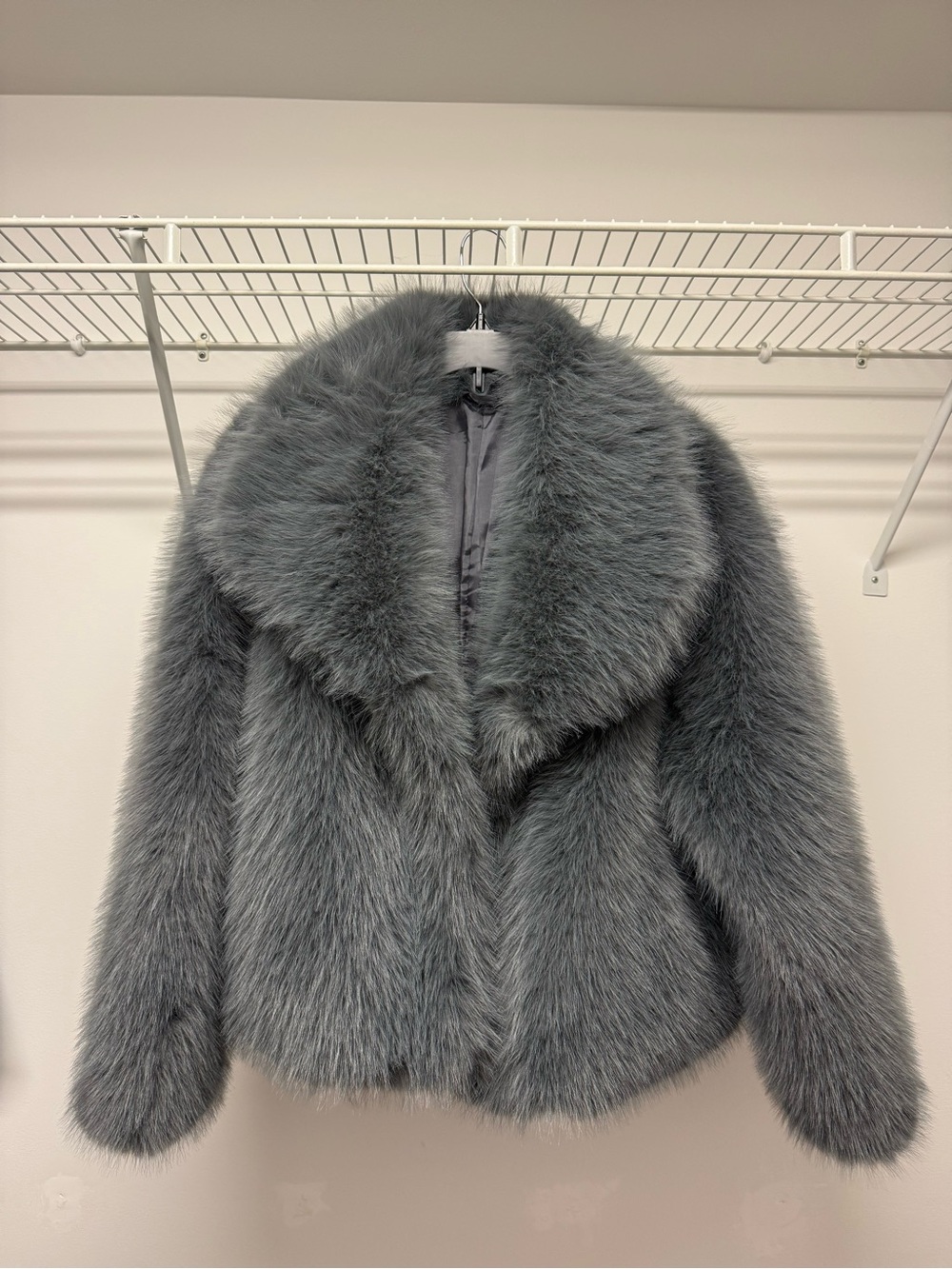 Faux Fur Jacket in Gray - Women's Coat